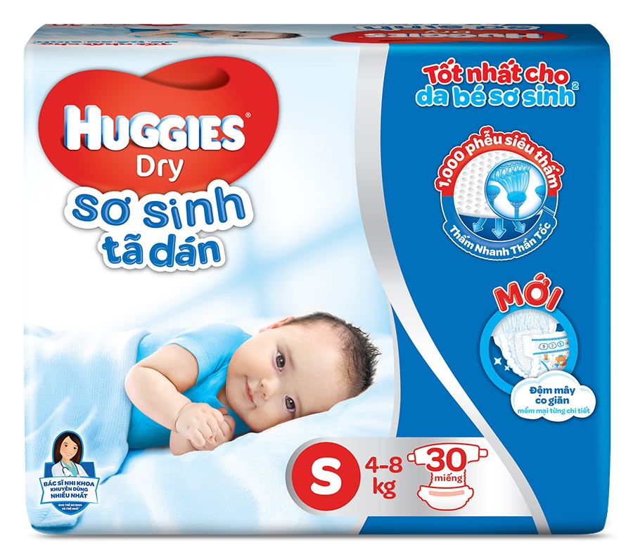 Bỉm- Tã Dán Huggies Size S 30 Miếng (cho bé 4 - 8kg) – thienduongtretho.com