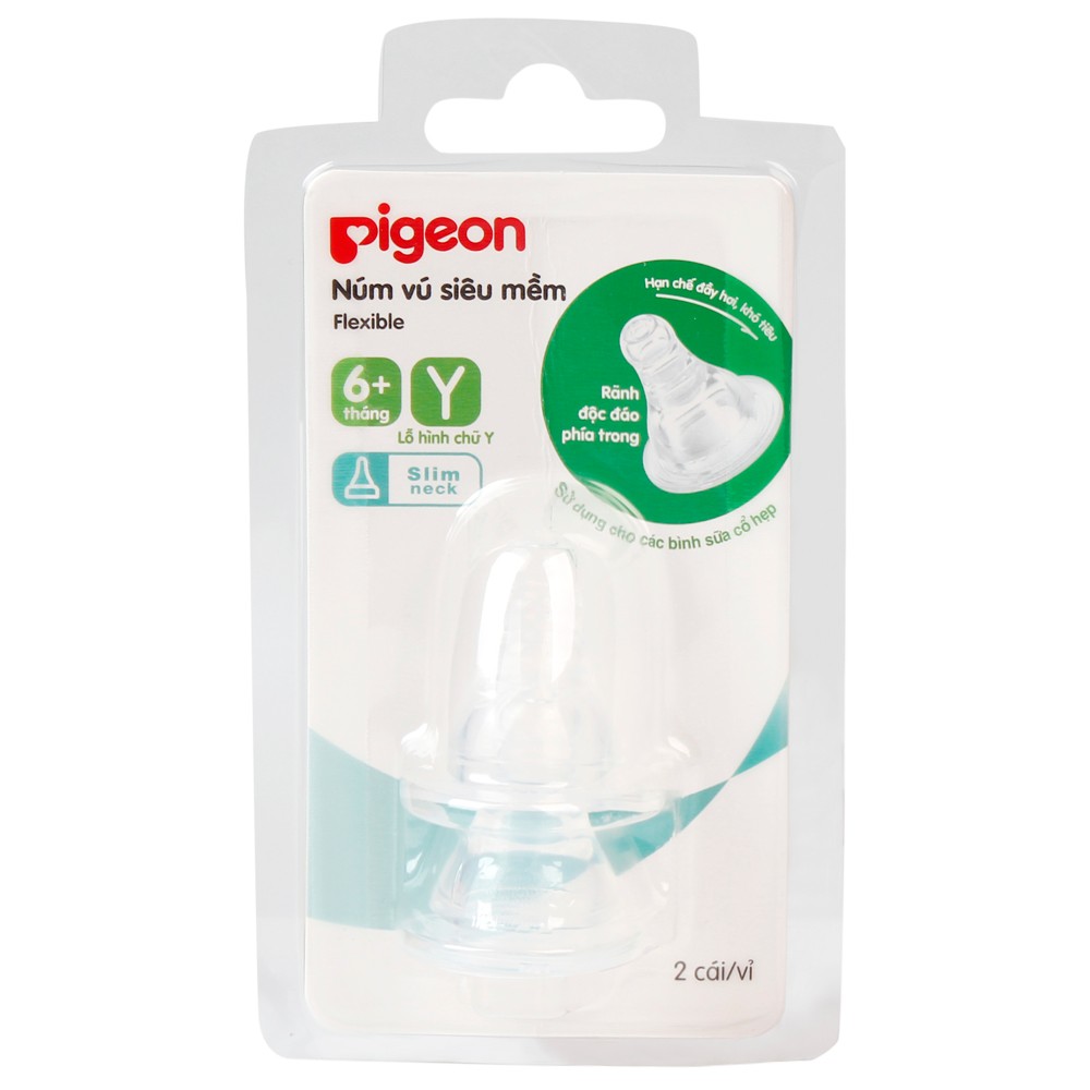 Núm Ty thay bình sữa Pigeon cổ hẹp siêu mềm size Y – thienduongtretho.com