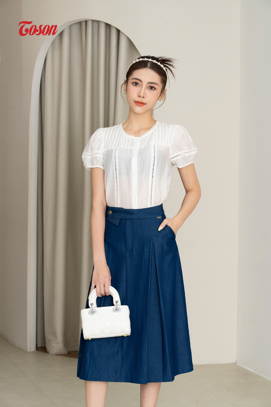 Chân váy chữ A, Chân váy Jean dài cạp cao xẻ lưng sau, có điều chỉnh eo trẻ  trung, năng động, phong cách Hàn Quốc VAY026 | Shopee Việt Nam