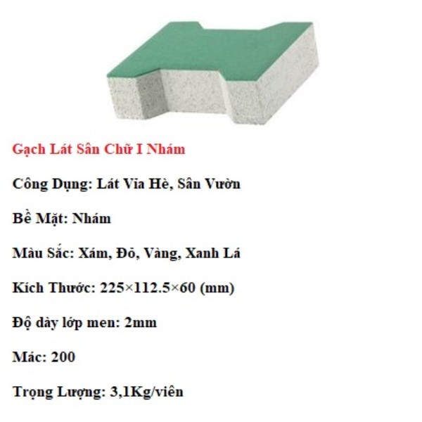 Gạch lát sân chữ I nhám