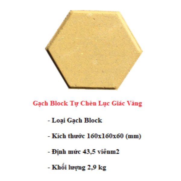 Gạch block tự chèn lục giác vàng