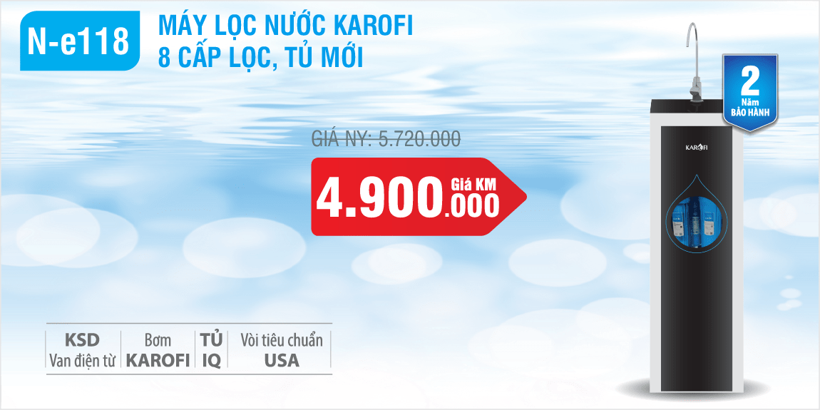 Máy Lọc Nước Karofi N-E118 8 Cấp Lọc