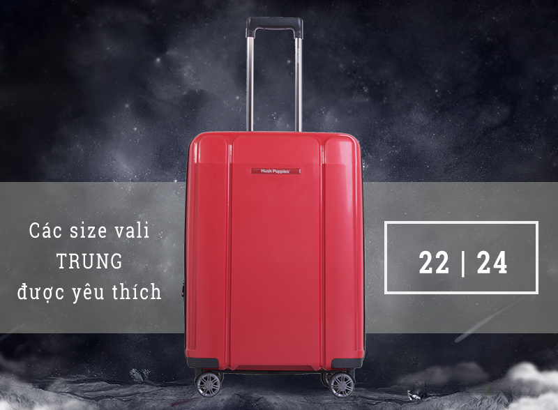 Các size vali trung được ưa thích là 22 và 24