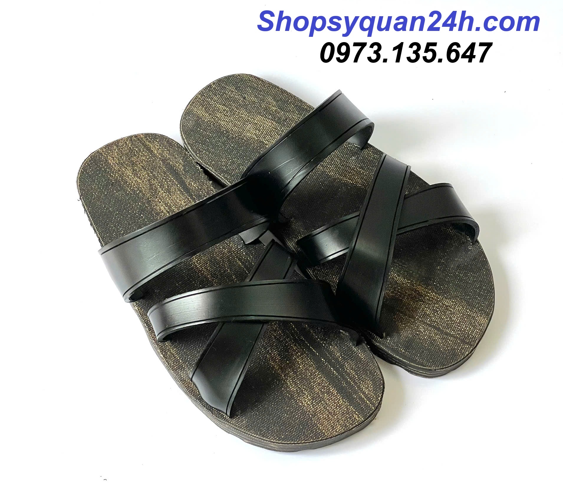 Dép Cao Su Bác Hồ Bố Vải Mài- 2 Quai Chéo DL15