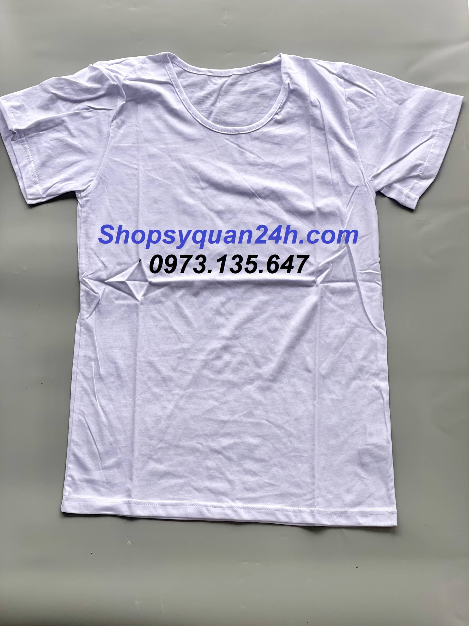 Áo Thun Trắng Ngắn Tay Cổ Tròn