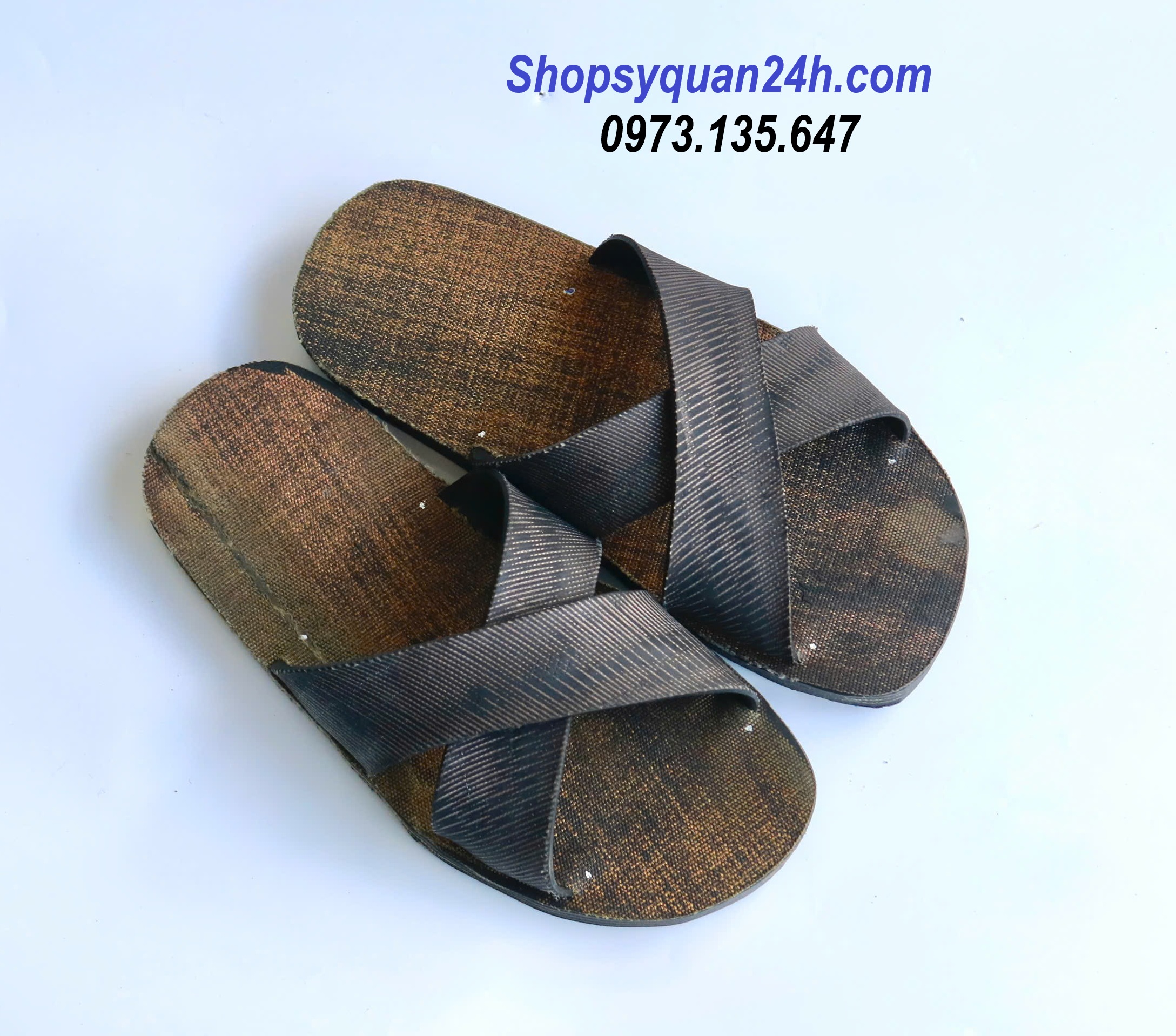 Dép Cao Su Bố Vải Mài- Lê Quai Chéo