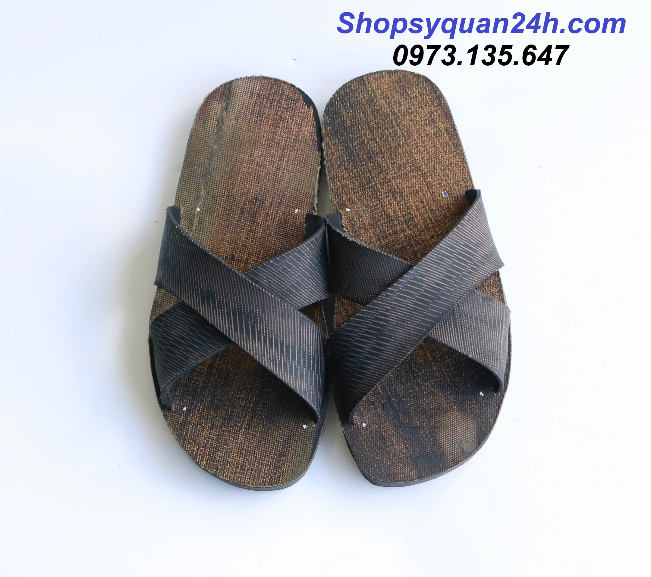 Dép Cao Su Bố Vải Mài- Lê Quai Chéo