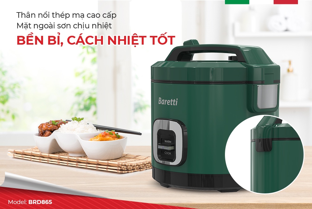 Skvj Baretti Nồi cơm điện Baretti 3.0 lít BRD865 - Sản phẩm chính hãng | HÀNG BẾP