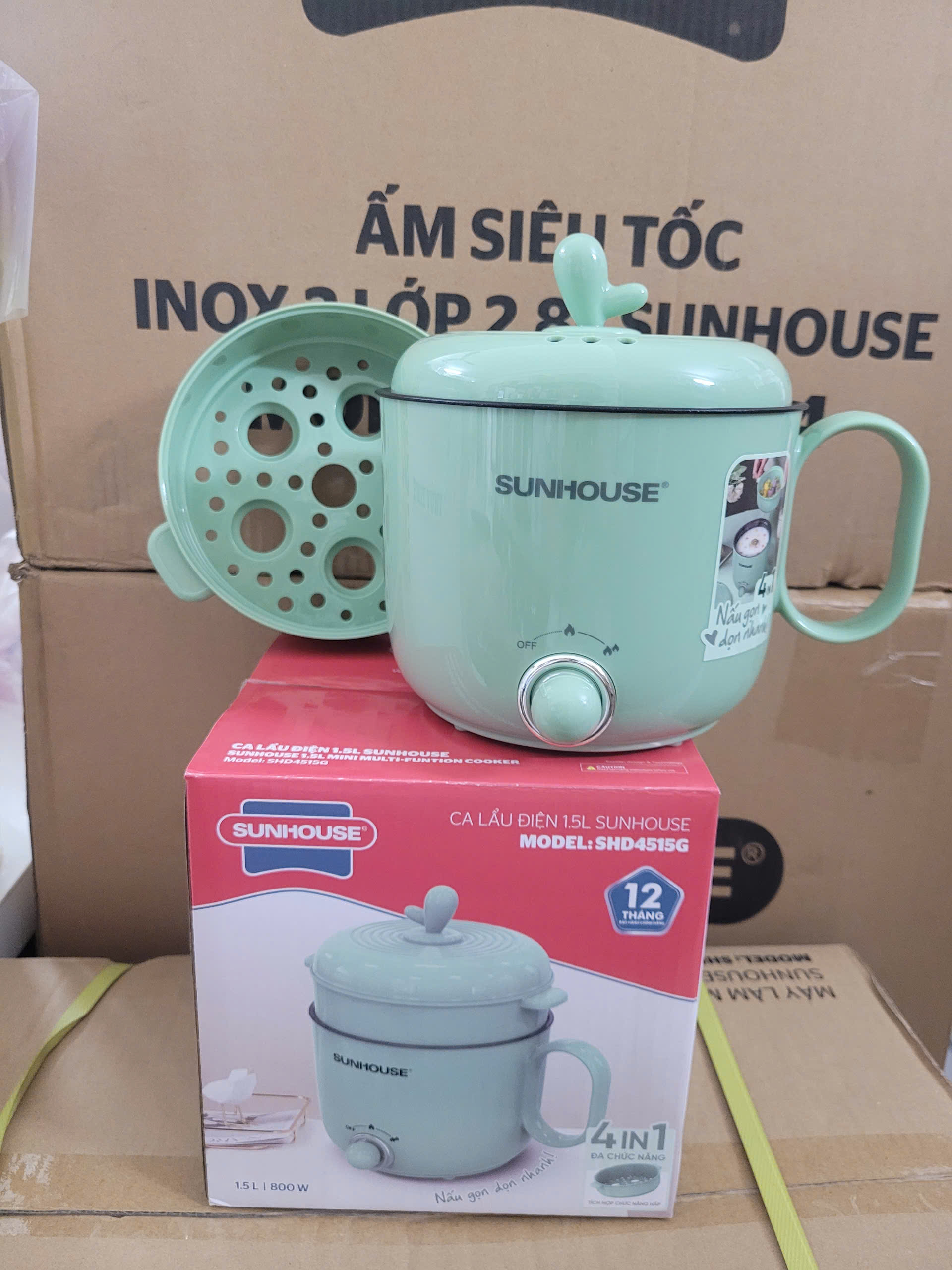 Ca lẩu điện 4 trong 1 Sunhouse SHD4515G 1.5 lít Chính hãng | HÀNG BẾP
