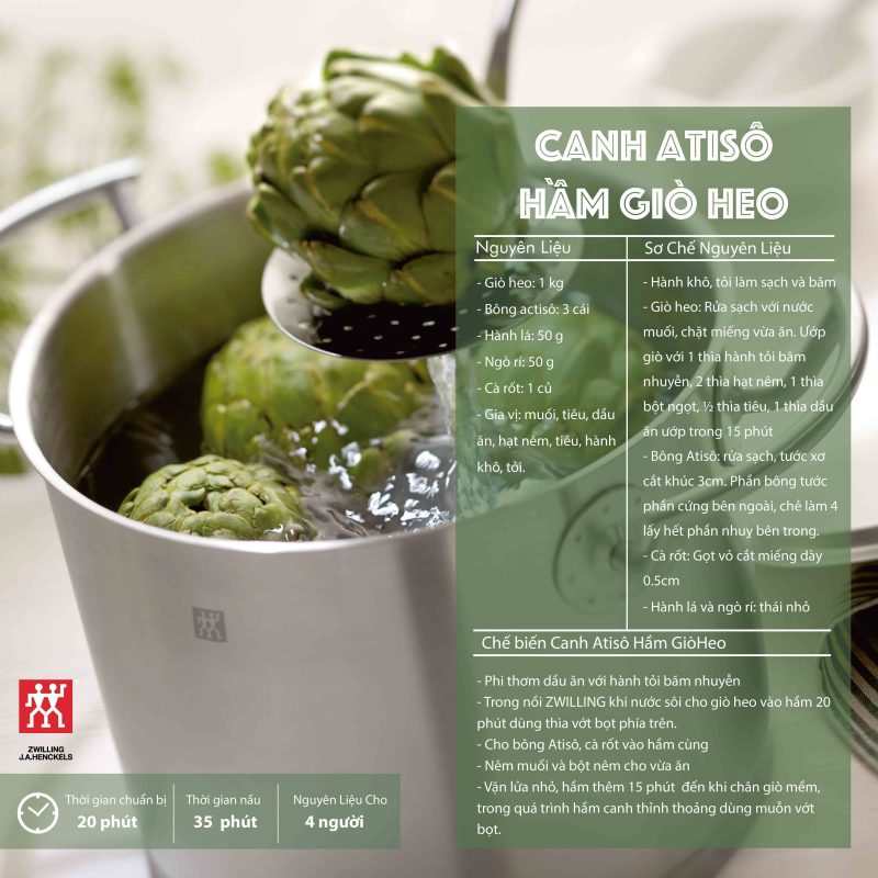 Công thức canh atiso hầm giò heo