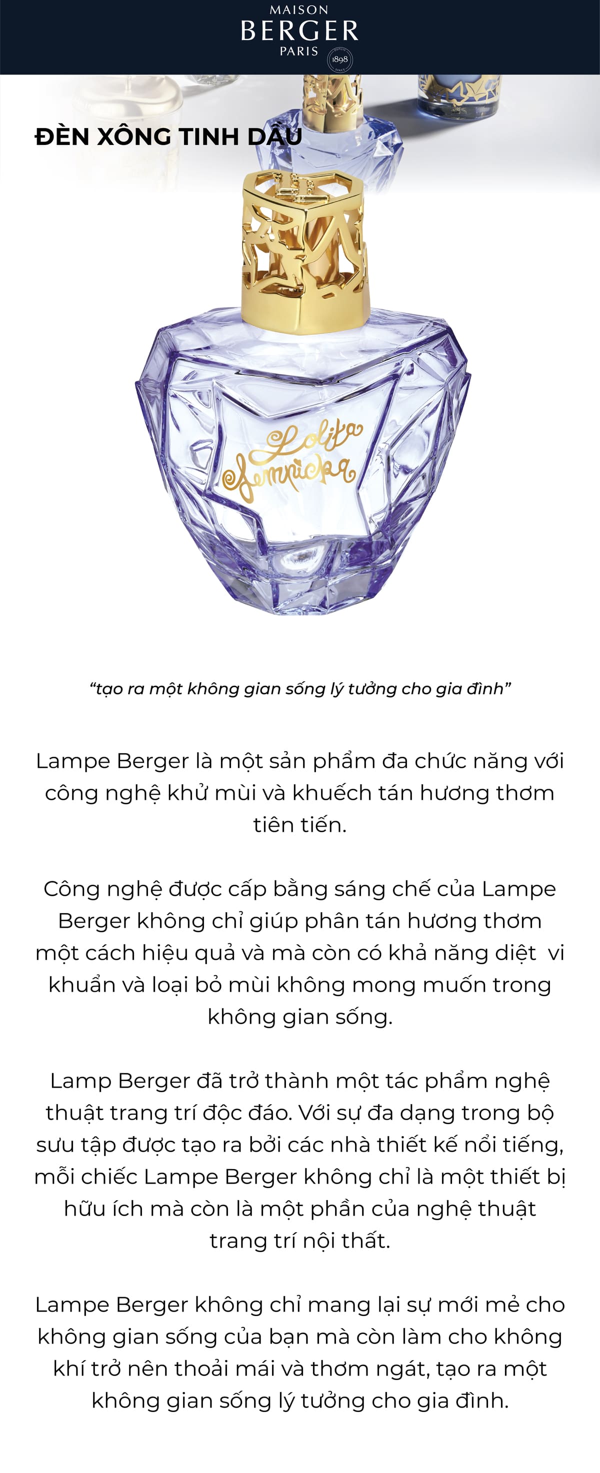 MAISON BERGER - Bộ đèn xông tinh dầu Lolita Lempicka - 2 món - 380ml