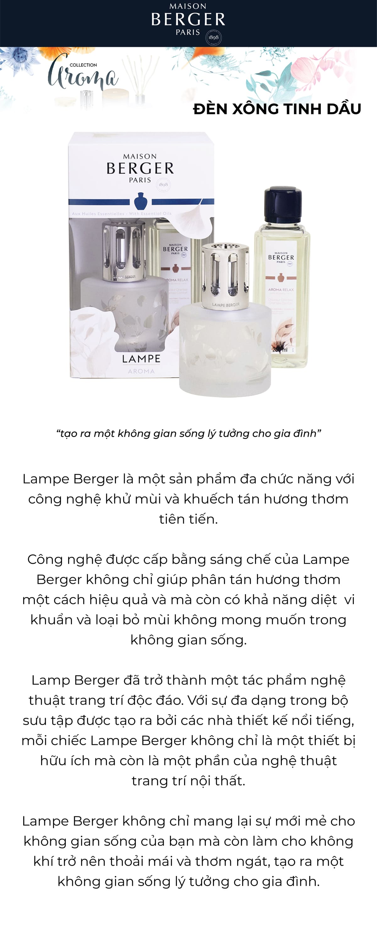 MAISON BERGER - Bộ đèn xông tinh dầu Aroma Relax - 2 món - 380ml