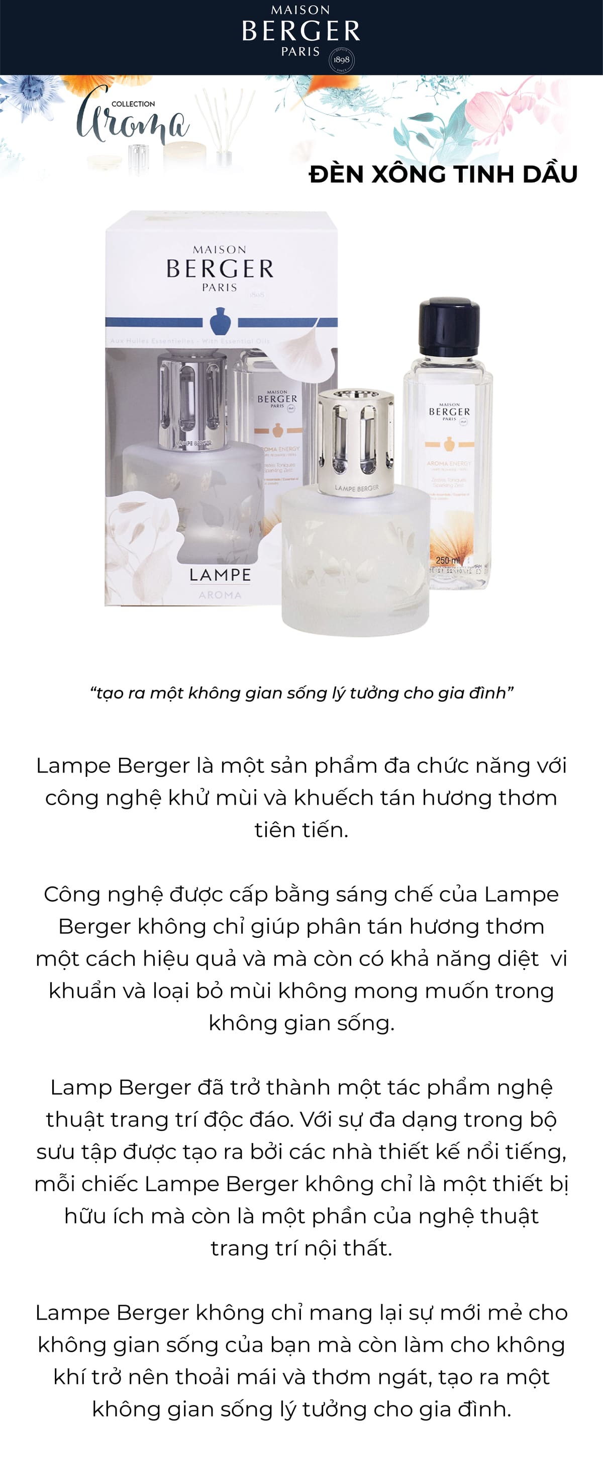 MAISON BERGER - Bộ đèn xông tinh dầu Aroma Energy - 2 món - 380ml