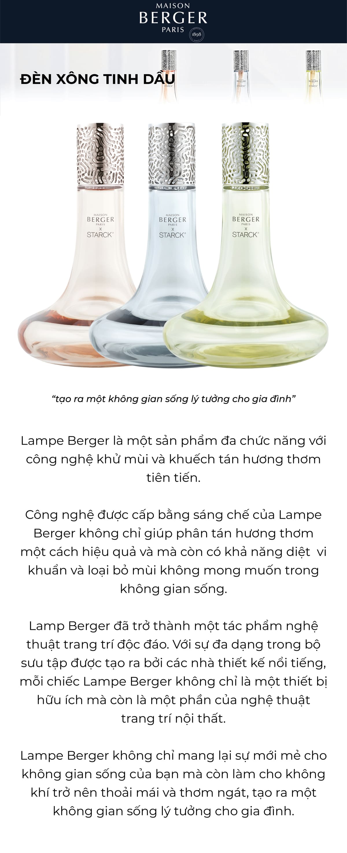 MAISON BERGER - Bộ đèn xông tinh dầu Starck Verte - 2 món - 380ml