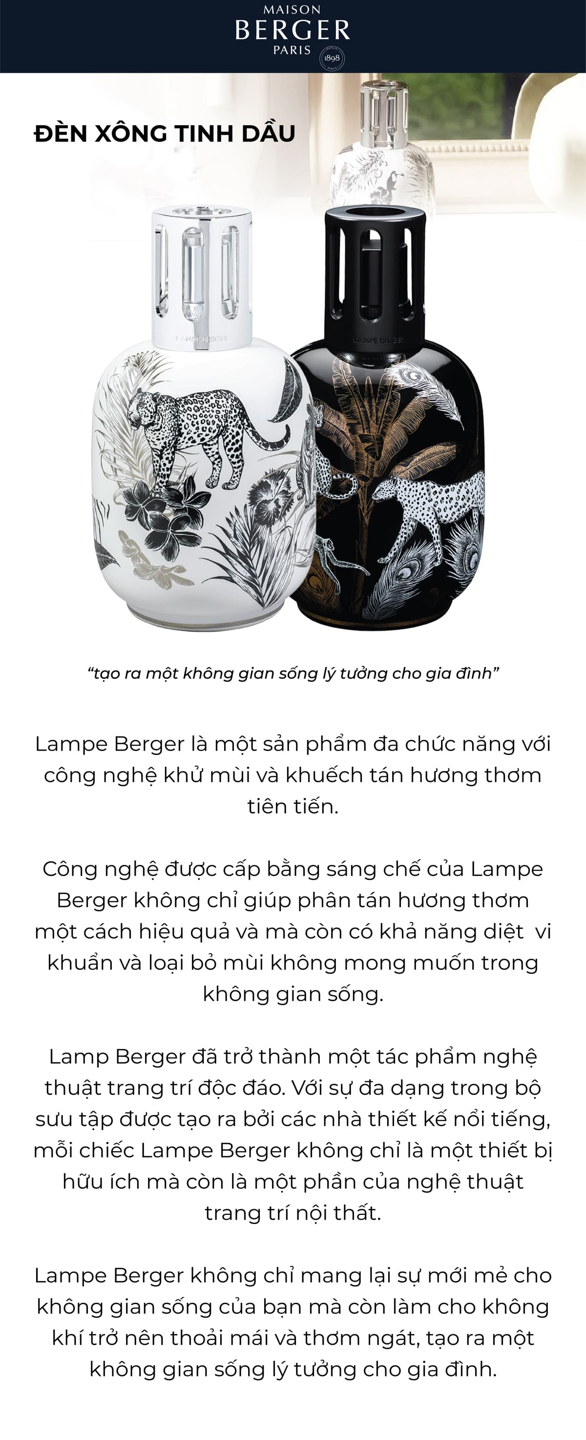 MAISON BERGER - Đèn xông tinh dầu Jungle Blanche - 722ml