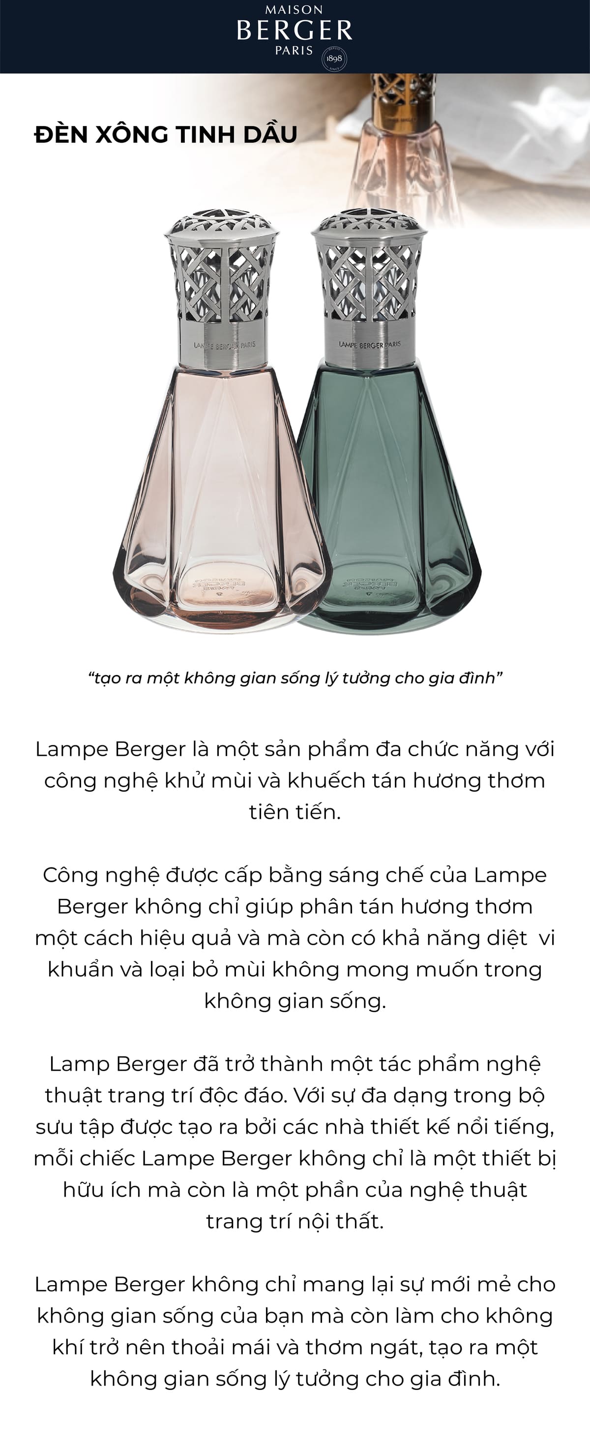MAISON BERGER - Đèn xông tinh dầu Pyramide Vert Antique - 250ml