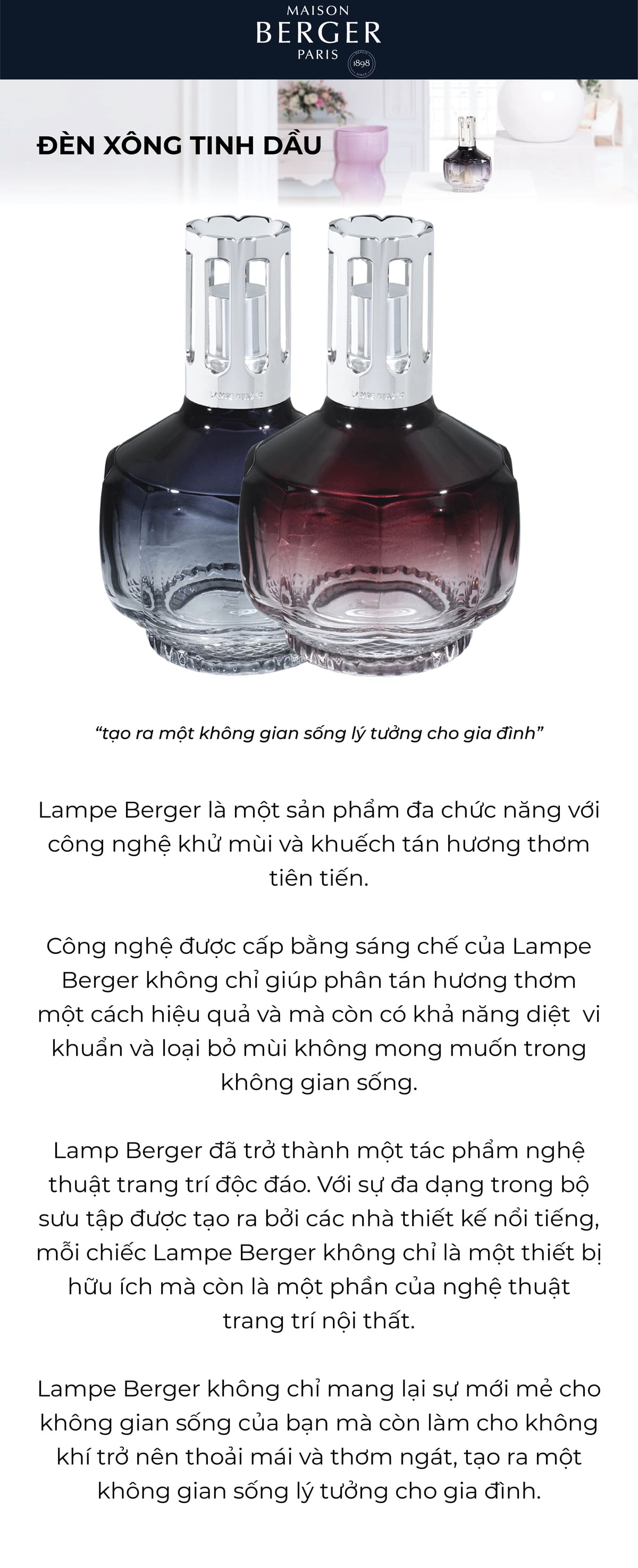 MAISON BERGER - Bộ đèn xông tinh dầu Molecule Night Blue - 2 món - 380ml
