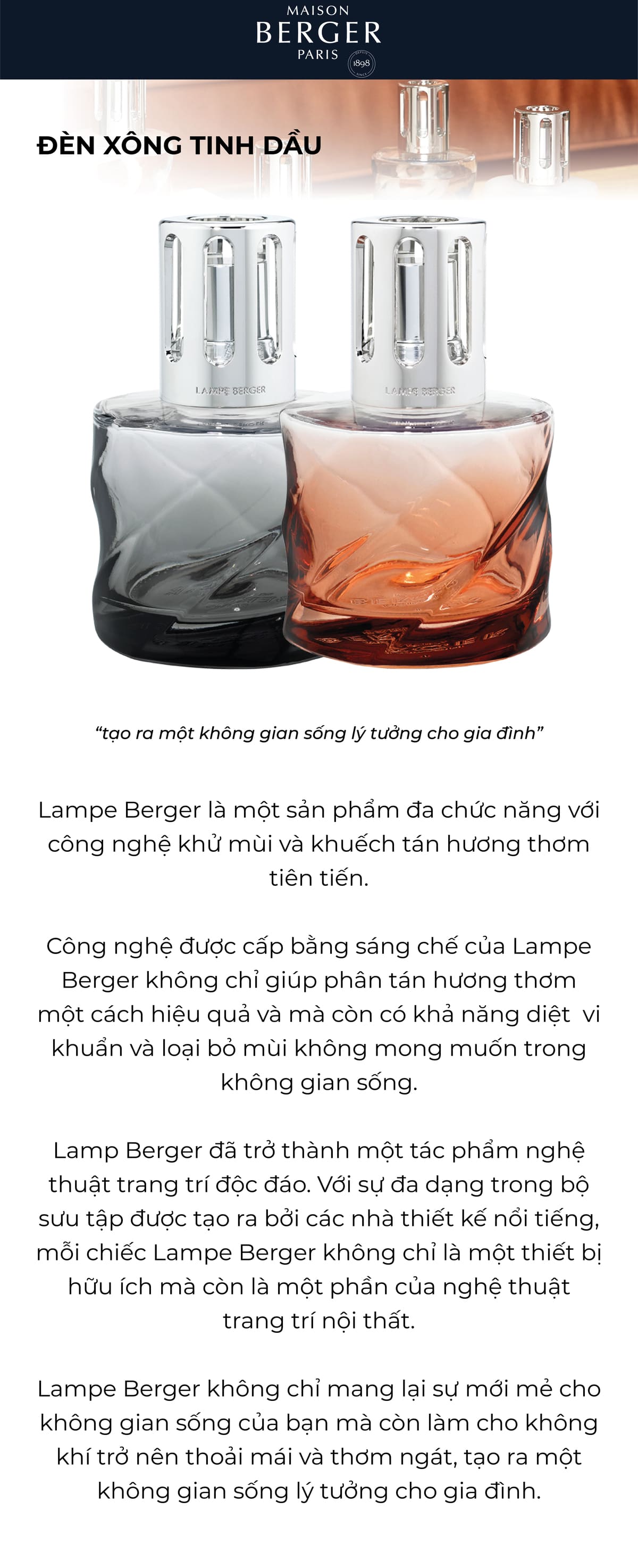 MAISON BERGER - Bộ đèn xông tinh dầu Spirale Noire - 2 món - 380ml