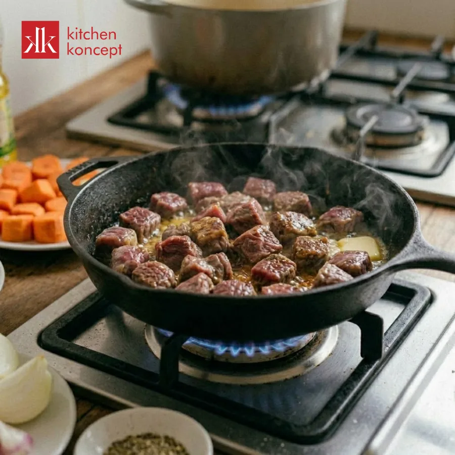 Áp chảo thịt bò bằng chảo gang 