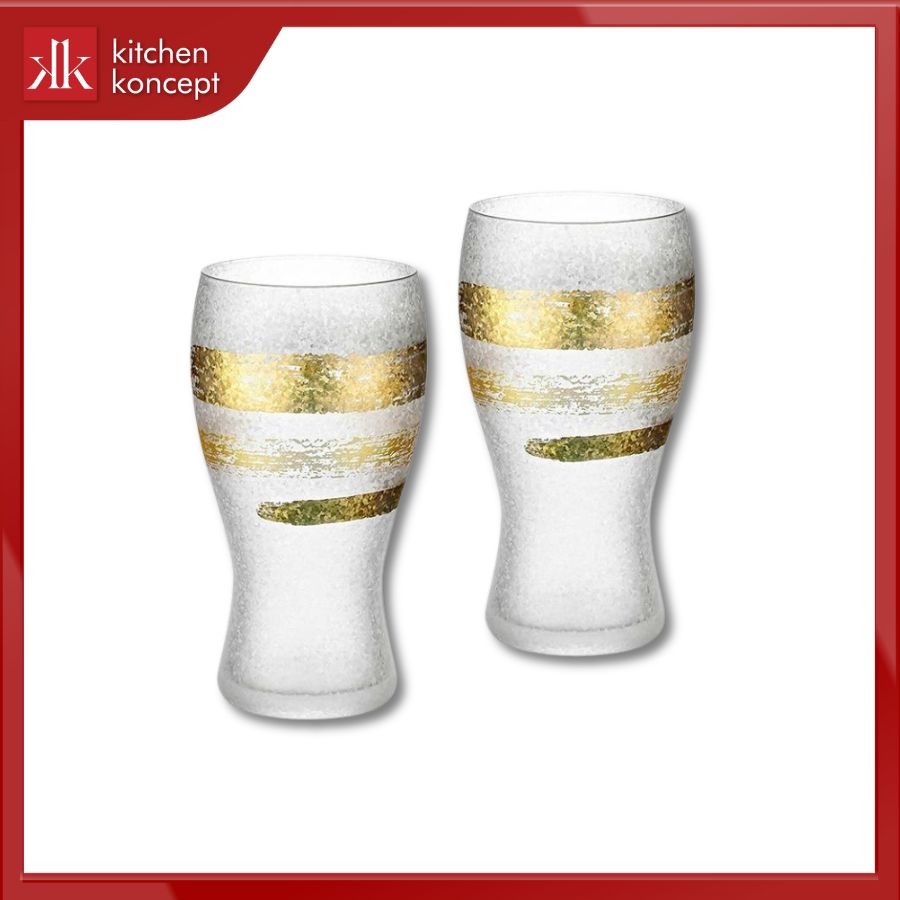 Bộ 2 ly uống bia Gold Ichimonji sang trọng