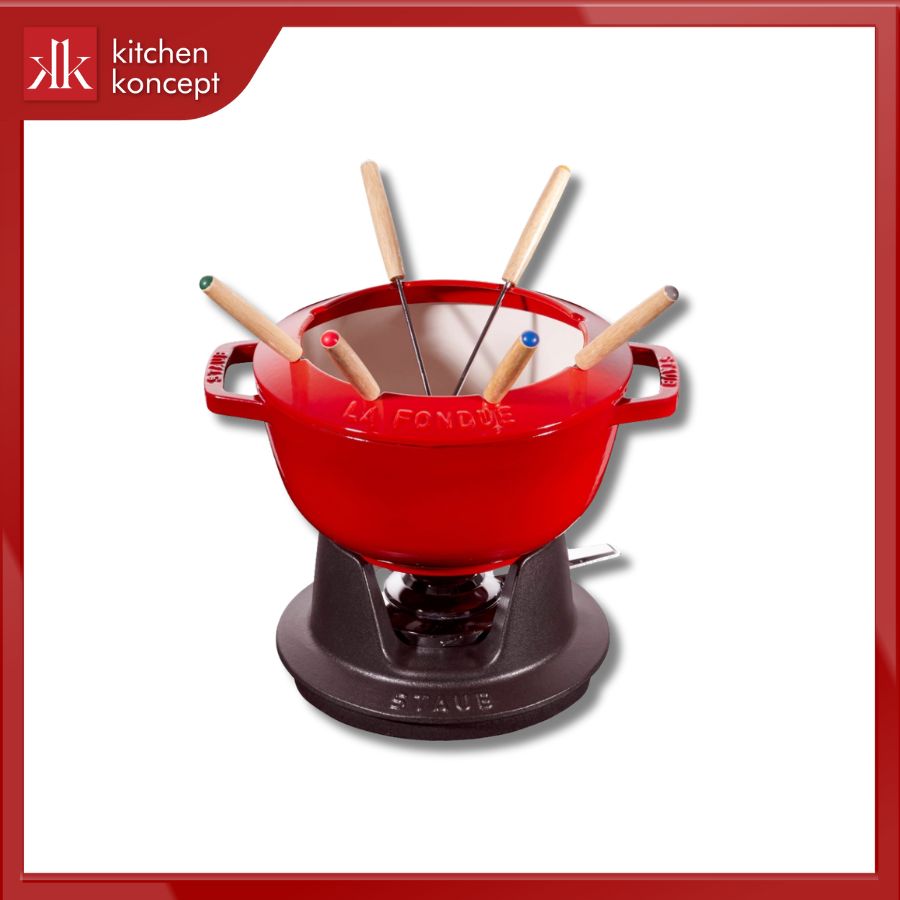 Bộ Fondue STAUB màu đỏ cherry chính hãng