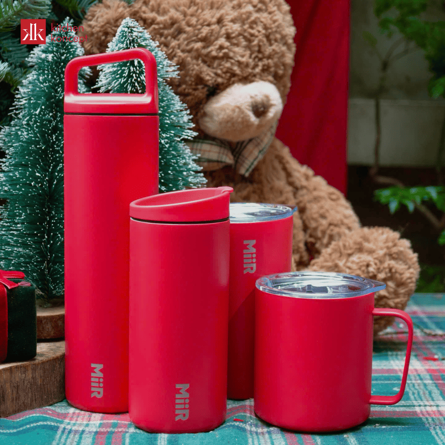 Bộ ly bình giữ nhiệt 4 món màu đỏ Cascara