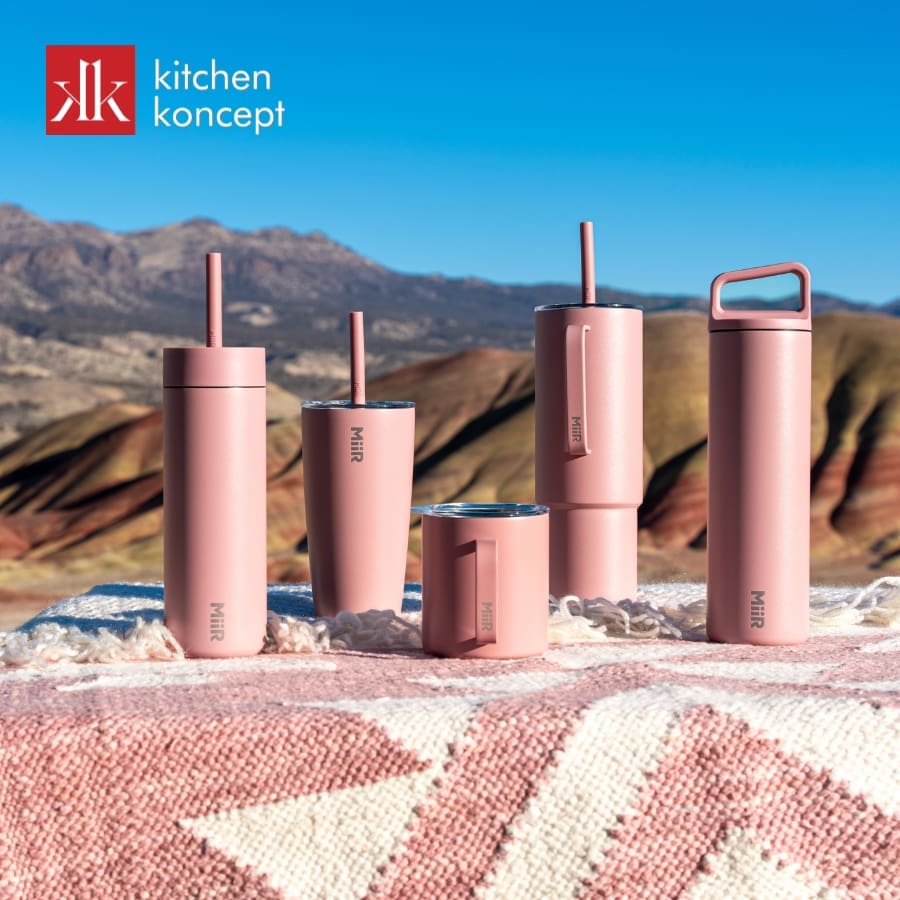 Bộ ly bình giữ nhiệt 5 món màu hồng gỗ