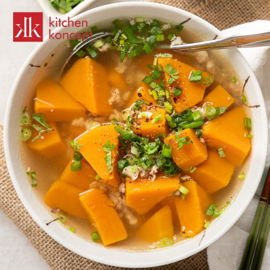 Cách nấu canh bí đỏ thịt bằm