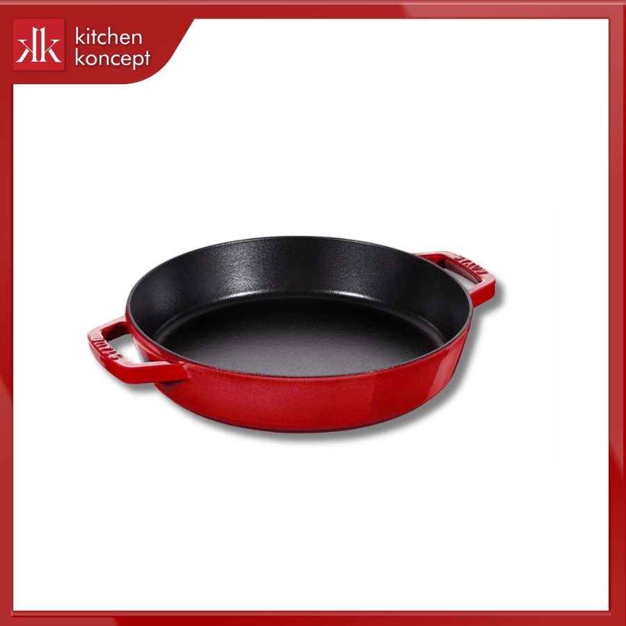 Chảo gang hai quai Staub màu đỏ cherry 33cm