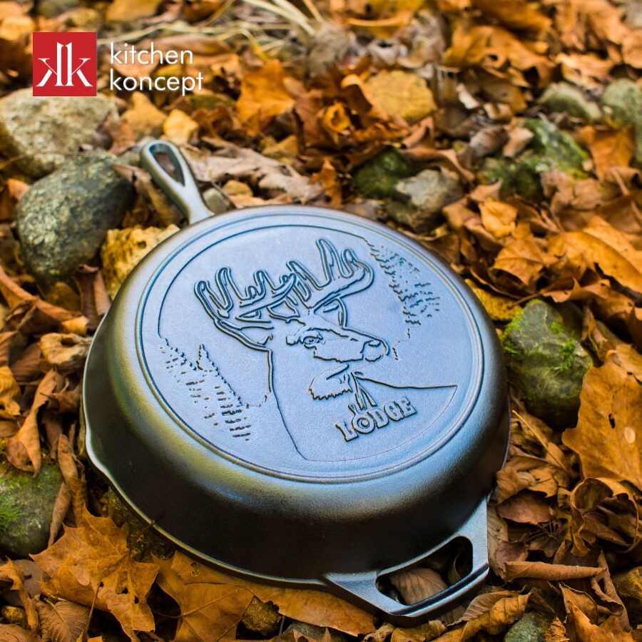 Chảo gang Lodge đáy hình hươu 26cm chính hãng