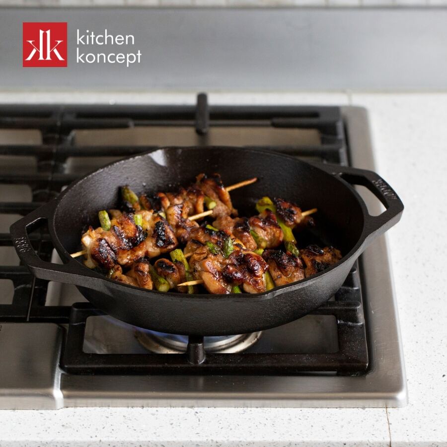 Chảo gang nướng Lodge hai quai chính hãng