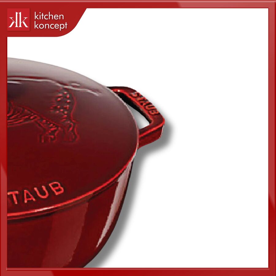 nồi gang vẽ hình heo STAUB màu đỏ lựu - 24cm - 3.6L