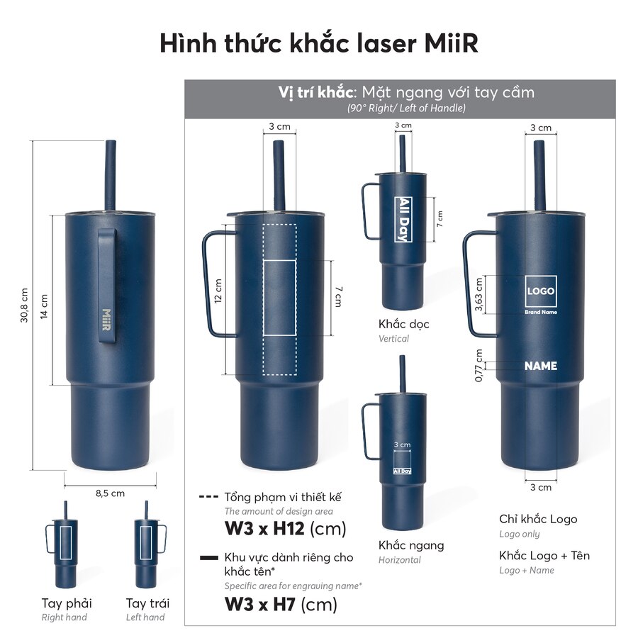 Mẫu khắc ly giữ nhiệt có quai