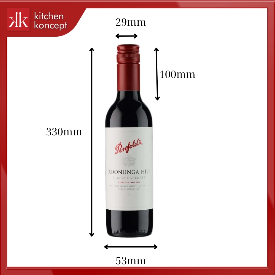 Kích thước chai rượu vang 375ml