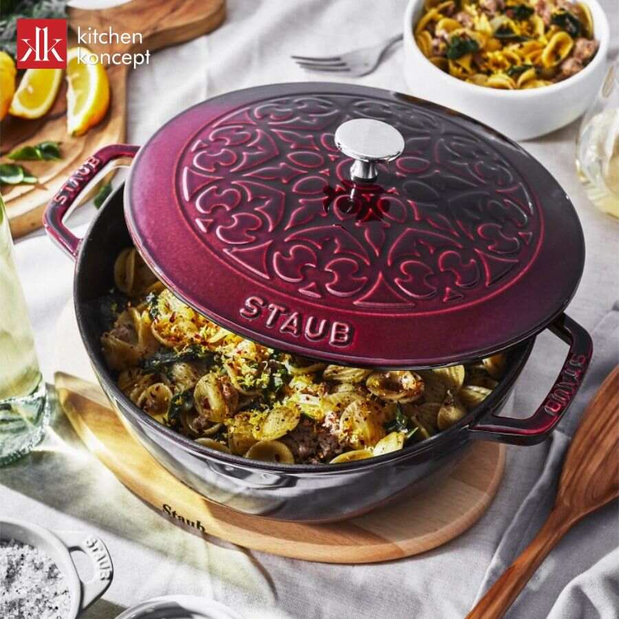 nồi gang STAUB tròn kèm xửng hấp
