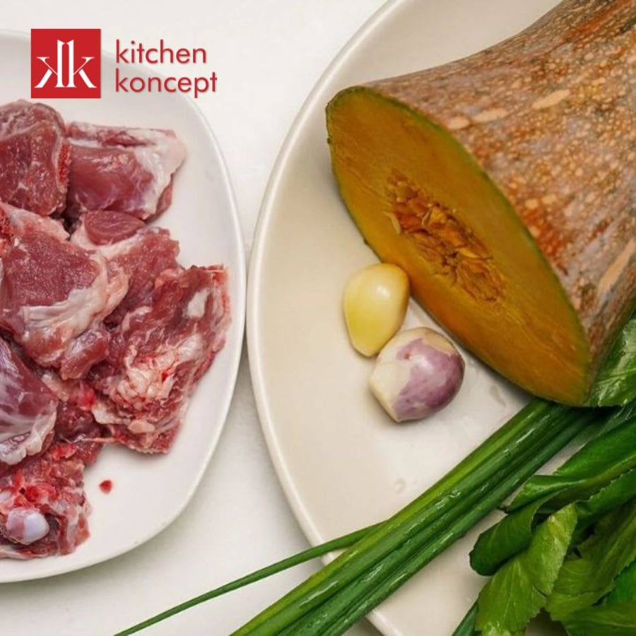 Nguyên liệu cần chuẩn bị để nấu canh bí đỏ với xương