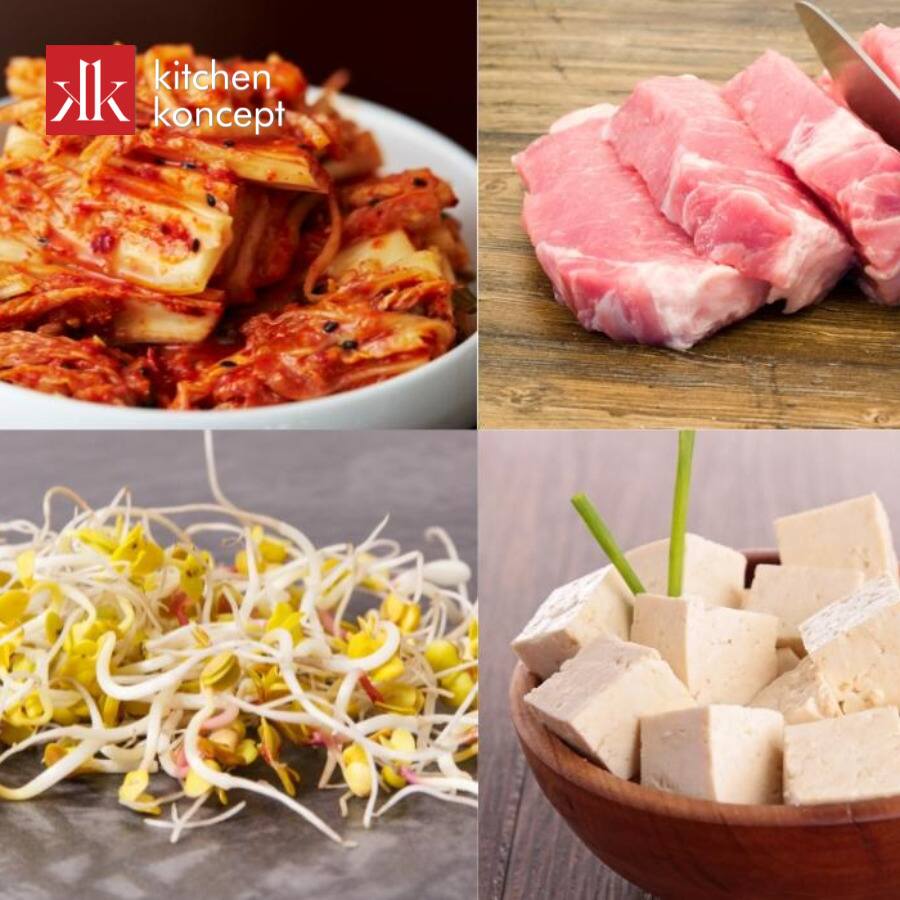 Nguyên liệu cho món canh kim chi thịt lợn