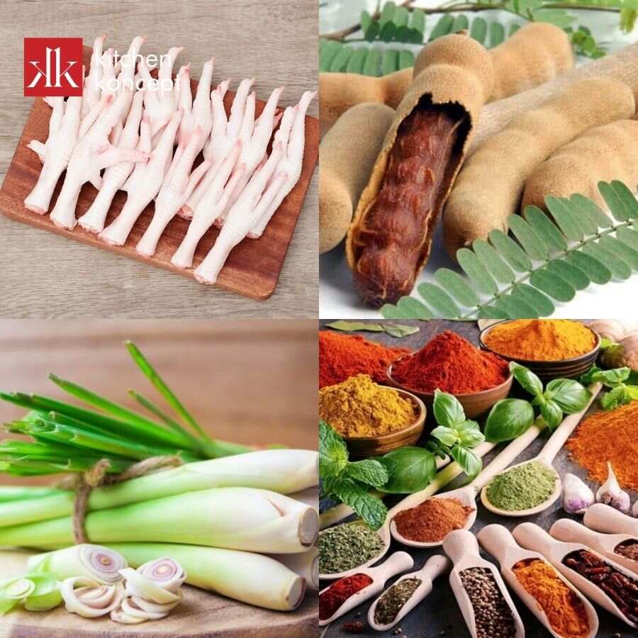 Nguyên liệu làm chân gà sốt me thái