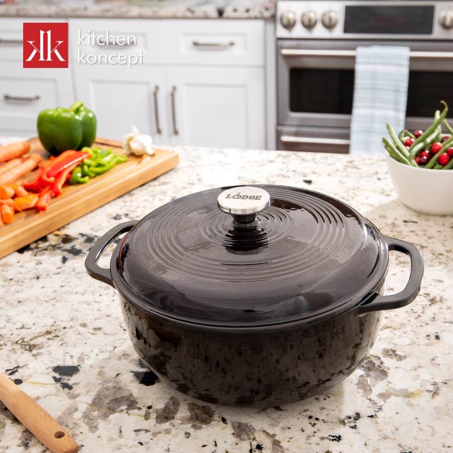 Nồi gang Lodge tráng men đen 5.6L chính hãng