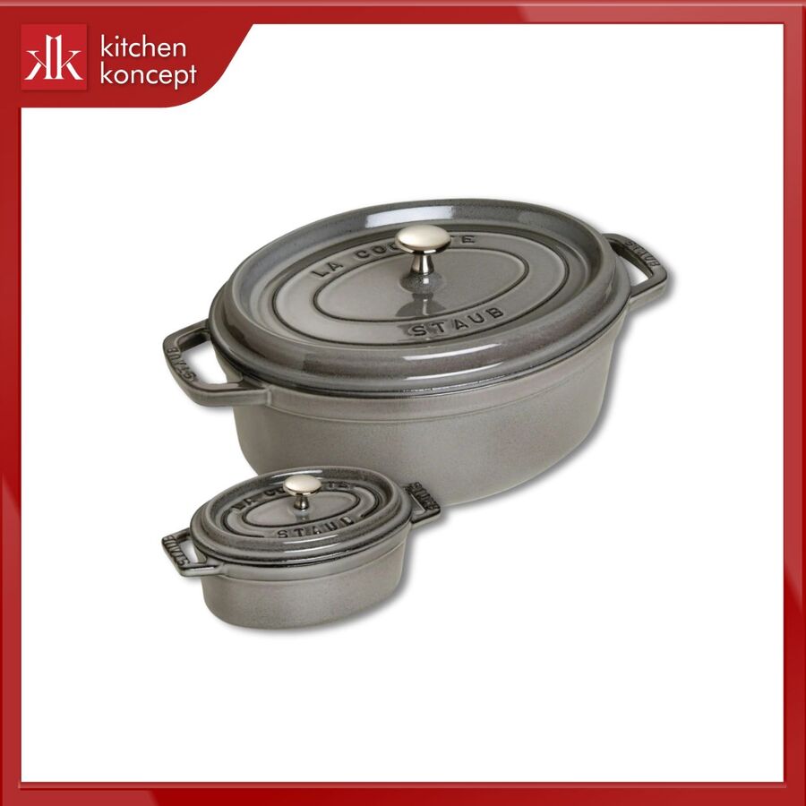 Nồi gang oval STAUB màu xám