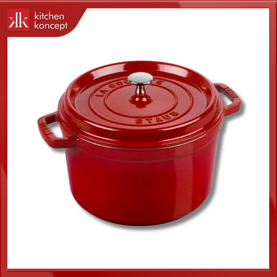 Nồi gang STAUB tròn cao màu đỏ cherry chính hãng