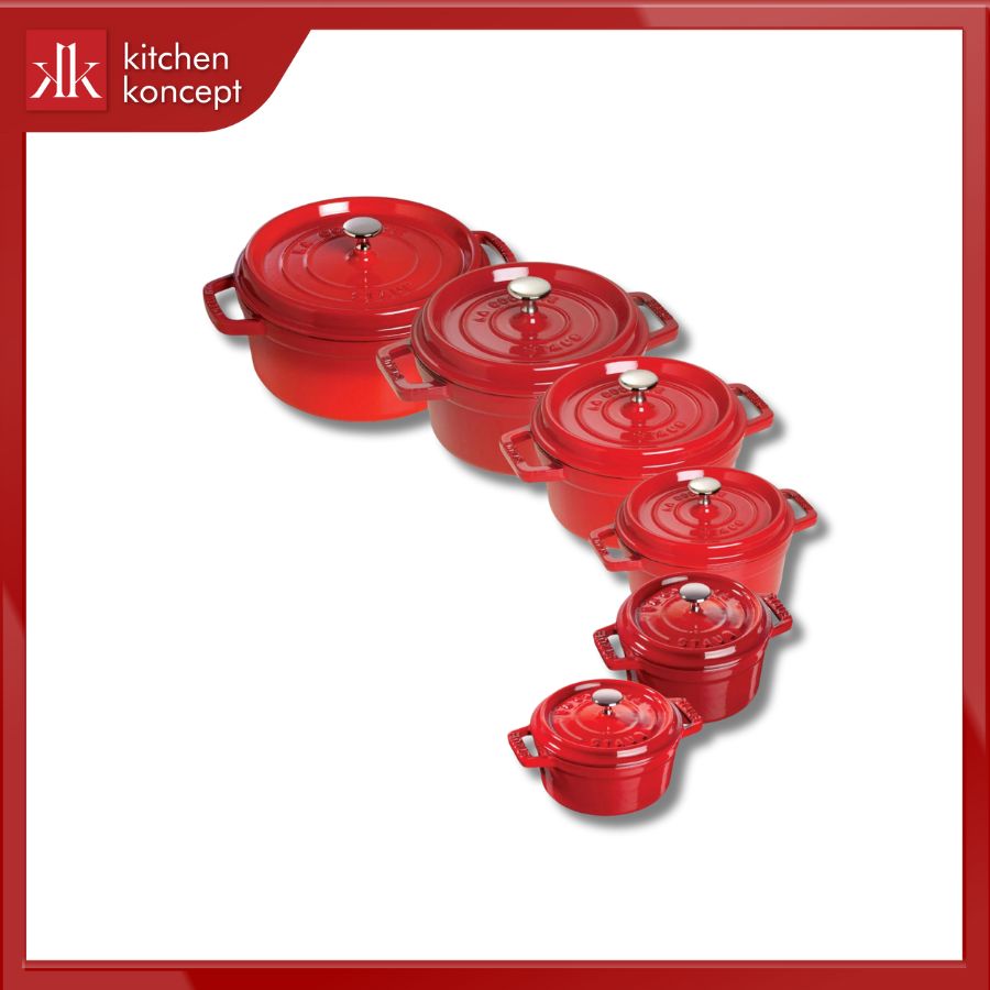 nồi gang tròn STAUB màu đỏ cherry