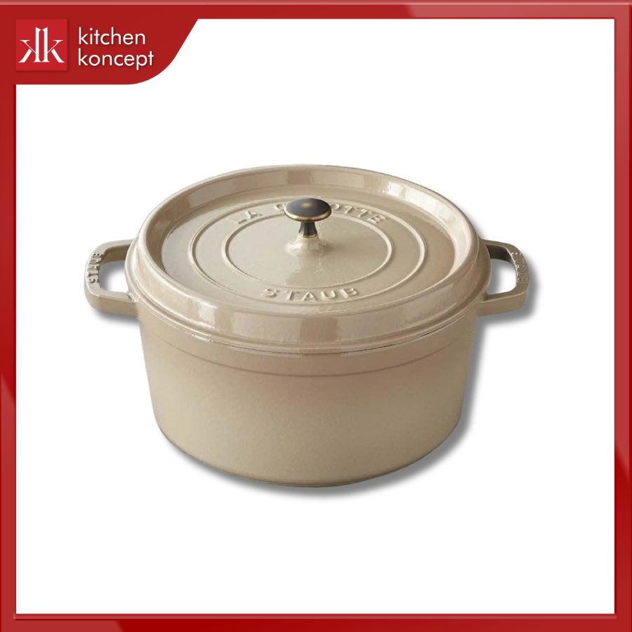 Nồi gang tròn STAUB màu kem 26cm 5.2L chính hãng