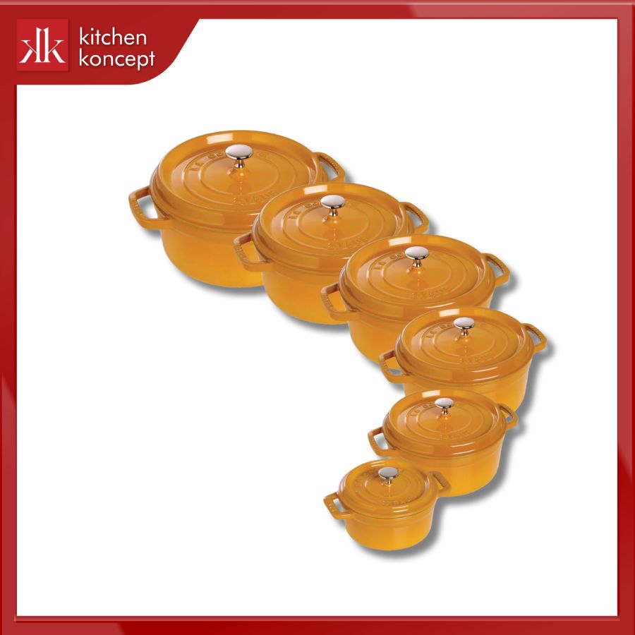 Nồi gang tròn STAUB màu vàng chính hãng