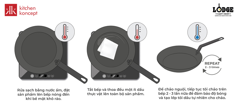 Cách tôi dầu chảo thép carbon trên bếp