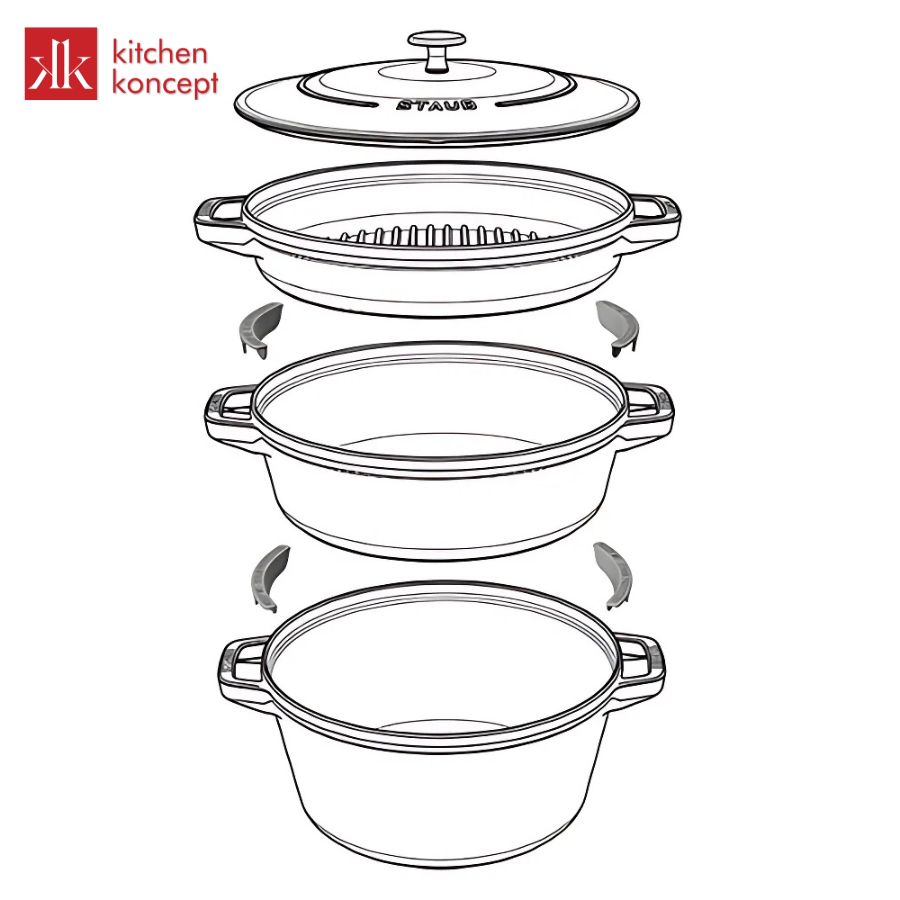 Bộ nồi chảo gang STAUB 4 món xếp chồng