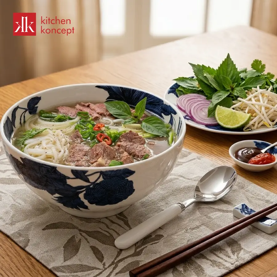 Tô phở bò hoàn thiện mang trọn vẹn hương sắc