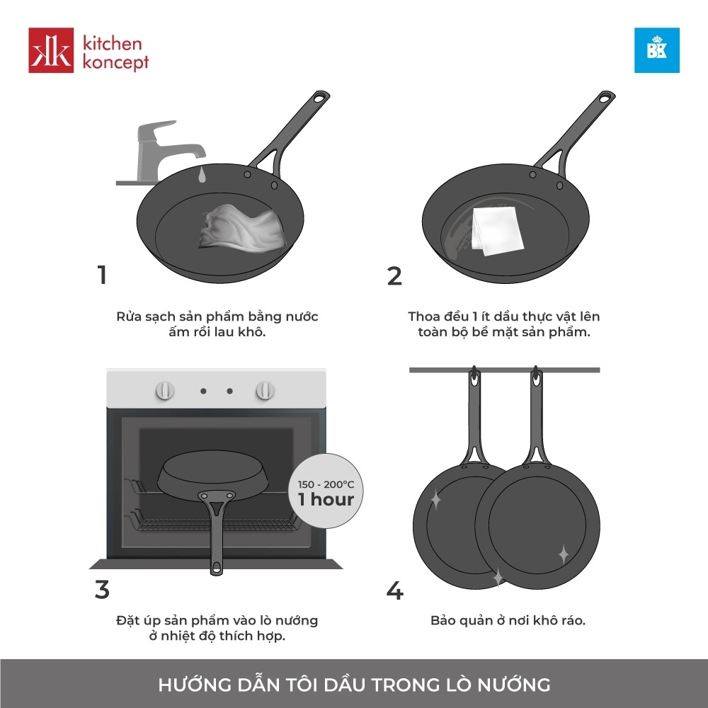 Cách tôi dầu cho chảo thép carbon đúng cách