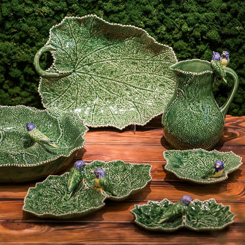 Bordallo - Leaves - Đĩa lá đôi (sẻ xanh) - 22cm