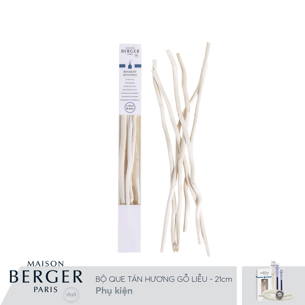 Maison Berger - Bộ que tán hương bằng gỗ liễu - 21cm - 6 cái